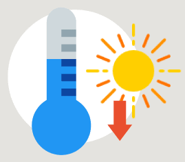 A thermometer with a sun on it.