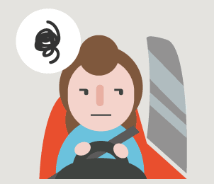 An illustration of a woman driving a car.