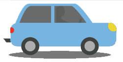A blue car on a gray background.