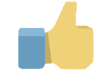 A thumbs up icon on a beige background.